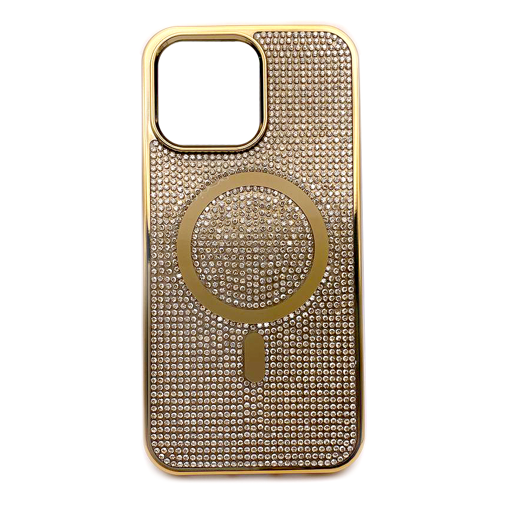 Накладка MagSafe full of diamonds для  iPhone 15 Pro Max (Gold)-0